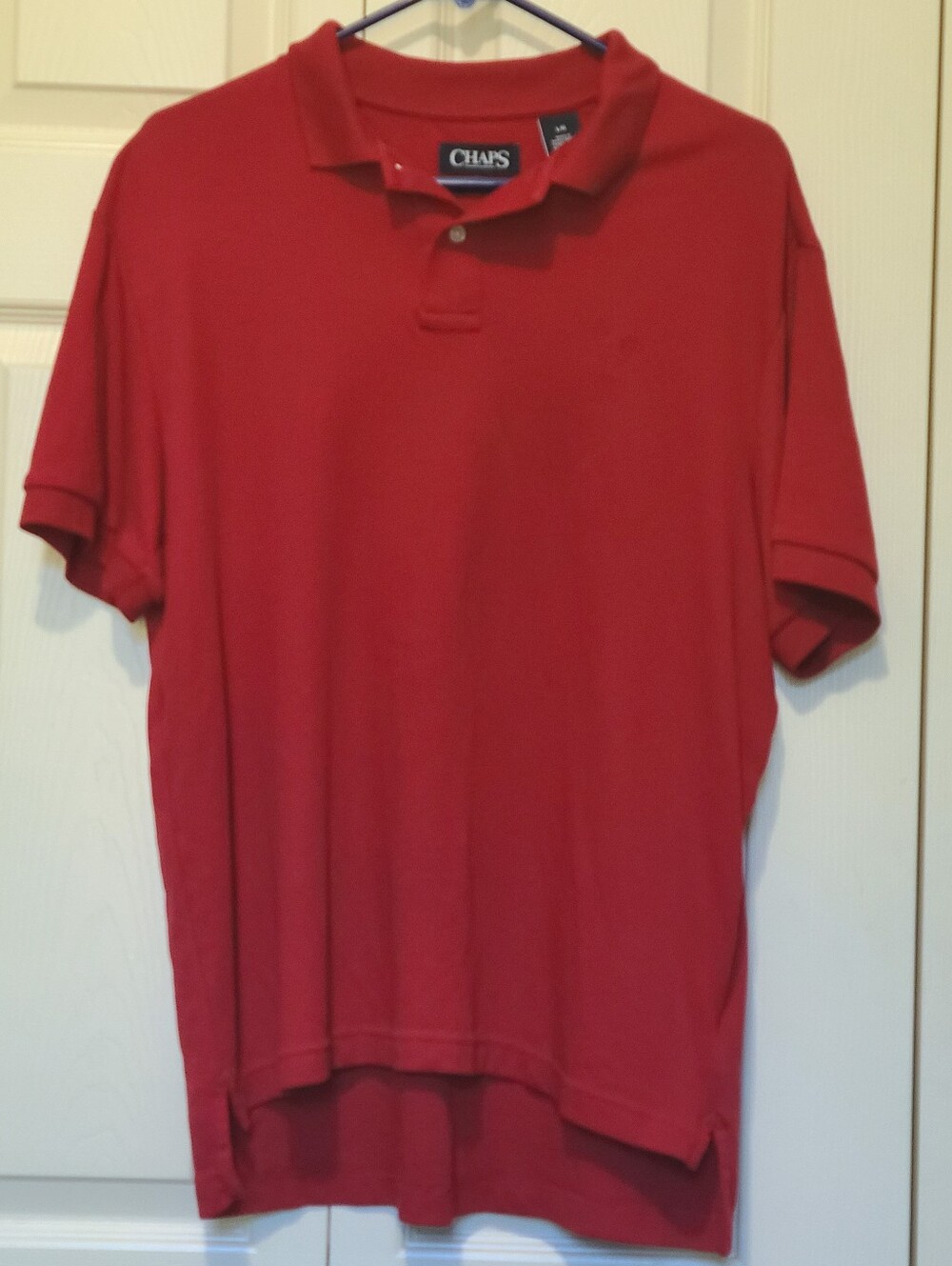 Chaps Men's Red Short Sleeve Smooth Interlock 100% Cotton Polo Shirt Size Large